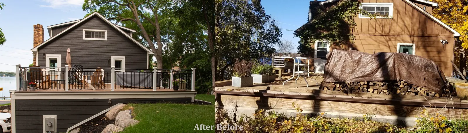 Trex deck aluminum railing before after mound MN by BN Builders
