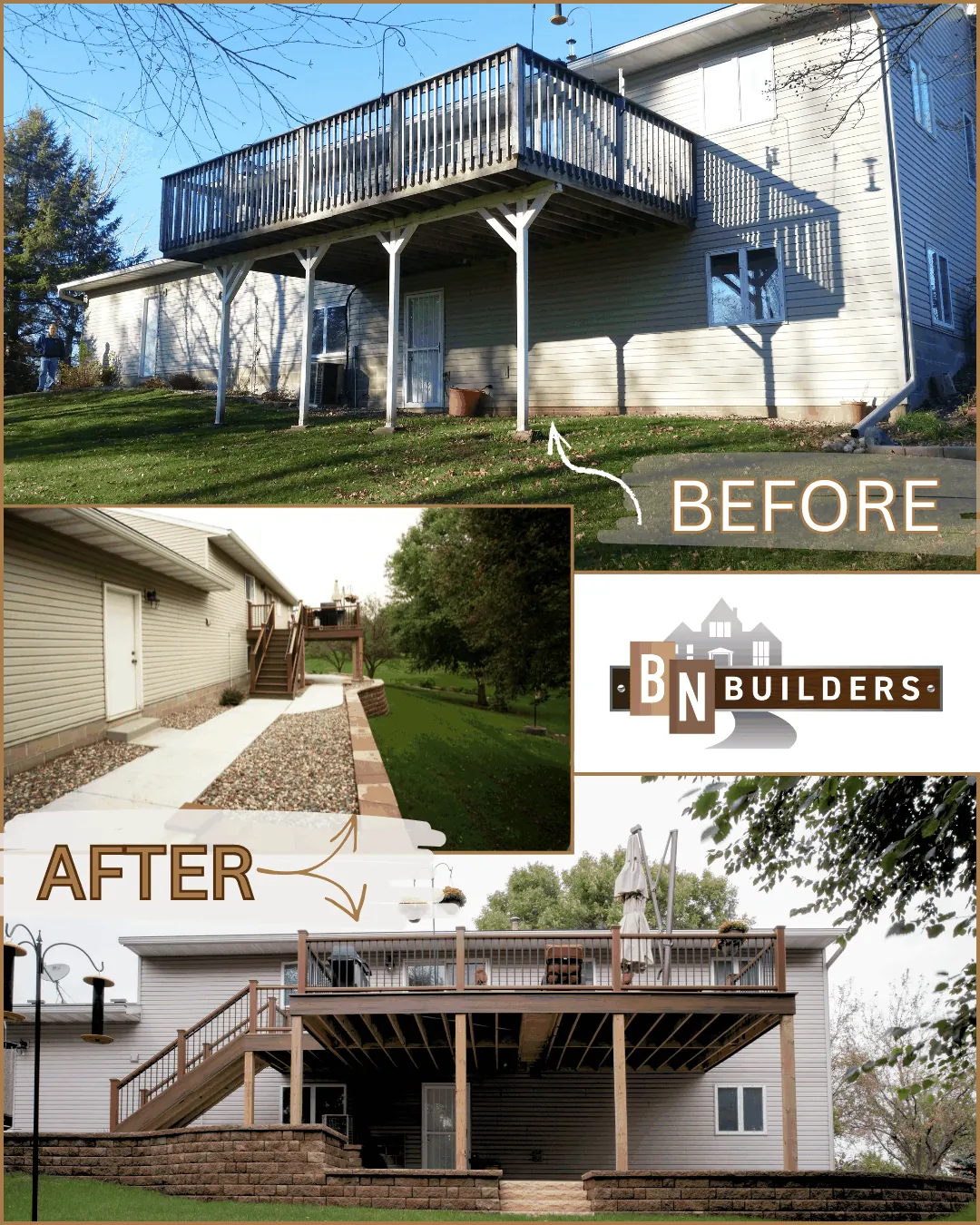 Trex deck before after hastings MN by BN Builders